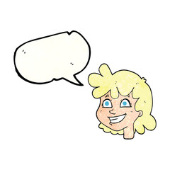 freehand speech bubble textured cartoon female face