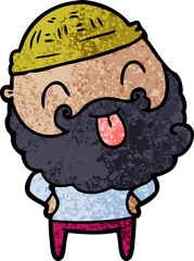 man with beard sticking out tongue