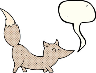 freehand drawn comic book speech bubble cartoon little wolf