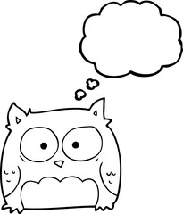 freehand drawn thought bubble cartoon owl