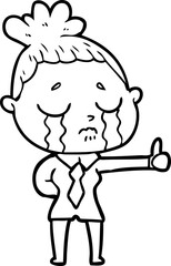 cartoon crying businesswoman