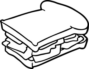 line drawing of a ham cheese tomato sandwich