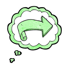 freehand drawn thought bubble textured cartoon arrow