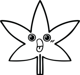 line drawing cartoon of a marijuana leaf