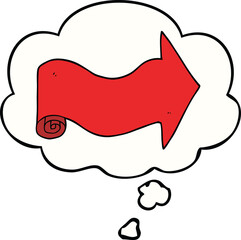 cartoon pointing arrow with thought bubble