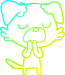 cold gradient line drawing of a cartoon dog