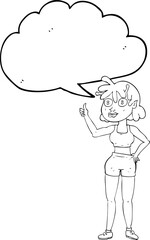 freehand drawn speech bubble cartoon alien gym girl
