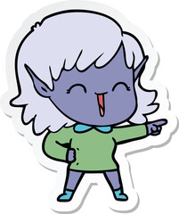 sticker of a cartoon elf girl