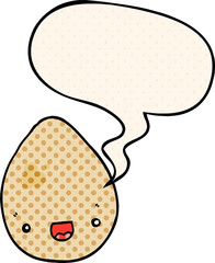 cartoon egg with speech bubble in comic book style