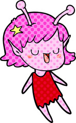 happy alien girl cartoon