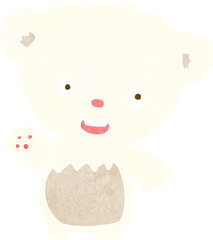 cartoon polar bearcub waving