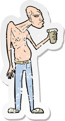 retro distressed sticker of a cartoon hooligan