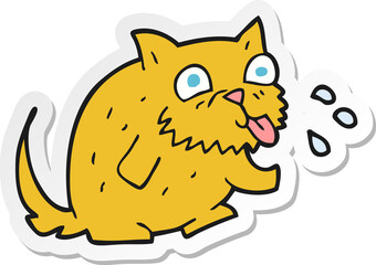 sticker of a cartoon cat blowing raspberry