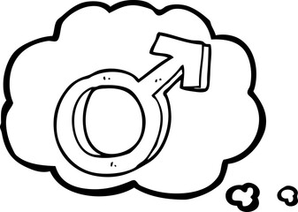 freehand drawn thought bubble cartoon male symbol
