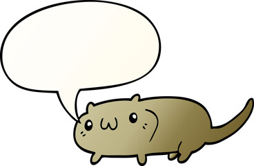 cartoon cat with speech bubble in smooth gradient style