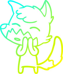 cold gradient line drawing of a cartoon fox