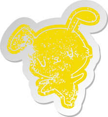 distressed old cartoon sticker kawaii cute furry bunny