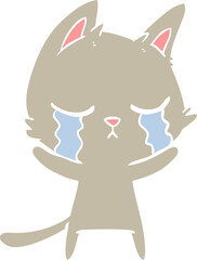 crying flat color style cartoon cat