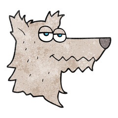 freehand textured cartoon wolf head