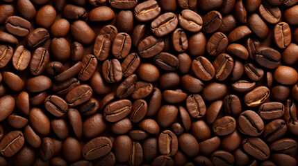 Obraz premium Background of brown coffee seeds. Roasting of coffee concept. 