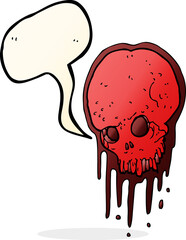 cartoon scary skull with speech bubble