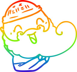 rainbow gradient line drawing of a happy bearded man