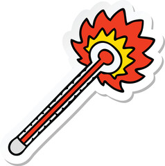 sticker of a quirky hand drawn cartoon hot thermometer