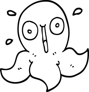 line drawing cartoon funny octopus