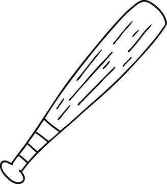 hand drawn line drawing doodle of a baseball bat