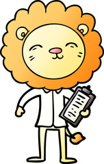 cartoon lion in business clothes
