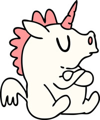 cartoon of a stubborn little unicorn with crossed arms - obrazy, fototapety, plakaty