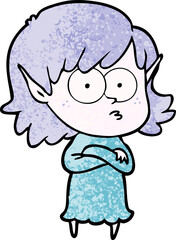 cartoon elf girl staring