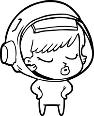 cartoon pretty astronaut girl