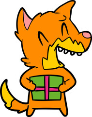 laughing christmas fox cartoon