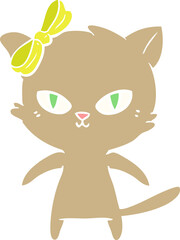 cute flat color style cartoon cat
