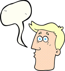 freehand drawn comic book speech bubble cartoon male face