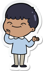 sticker of a cartoon happy boy