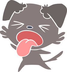 flat color style cartoon disgusted dog
