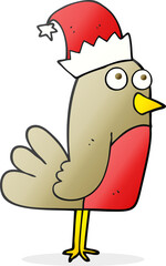 freehand drawn cartoon christmas robin