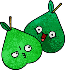 retro grunge texture cartoon of a pears