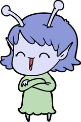 cartoon alien girl laughing