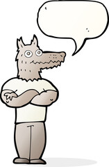 cartoon werewolf with speech bubble