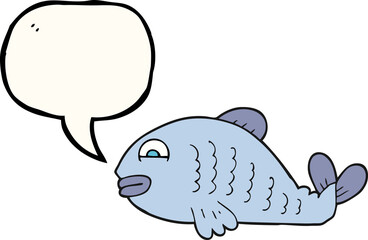 freehand drawn speech bubble cartoon fish