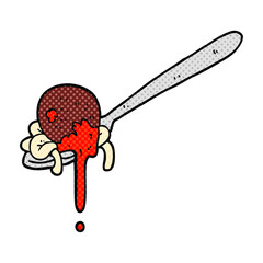 freehand drawn cartoon meatball and spaghetti