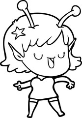 happy alien girl cartoon