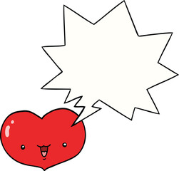 cartoon love heart character with speech bubble