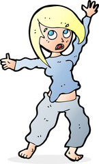 cartoon frightened woman