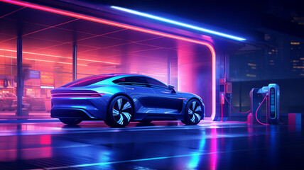 futuristic car in a dark environment