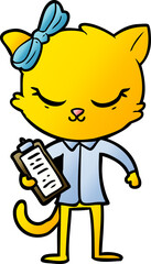 cute cartoon business cat with bow