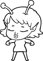 cute alien girl cartoon